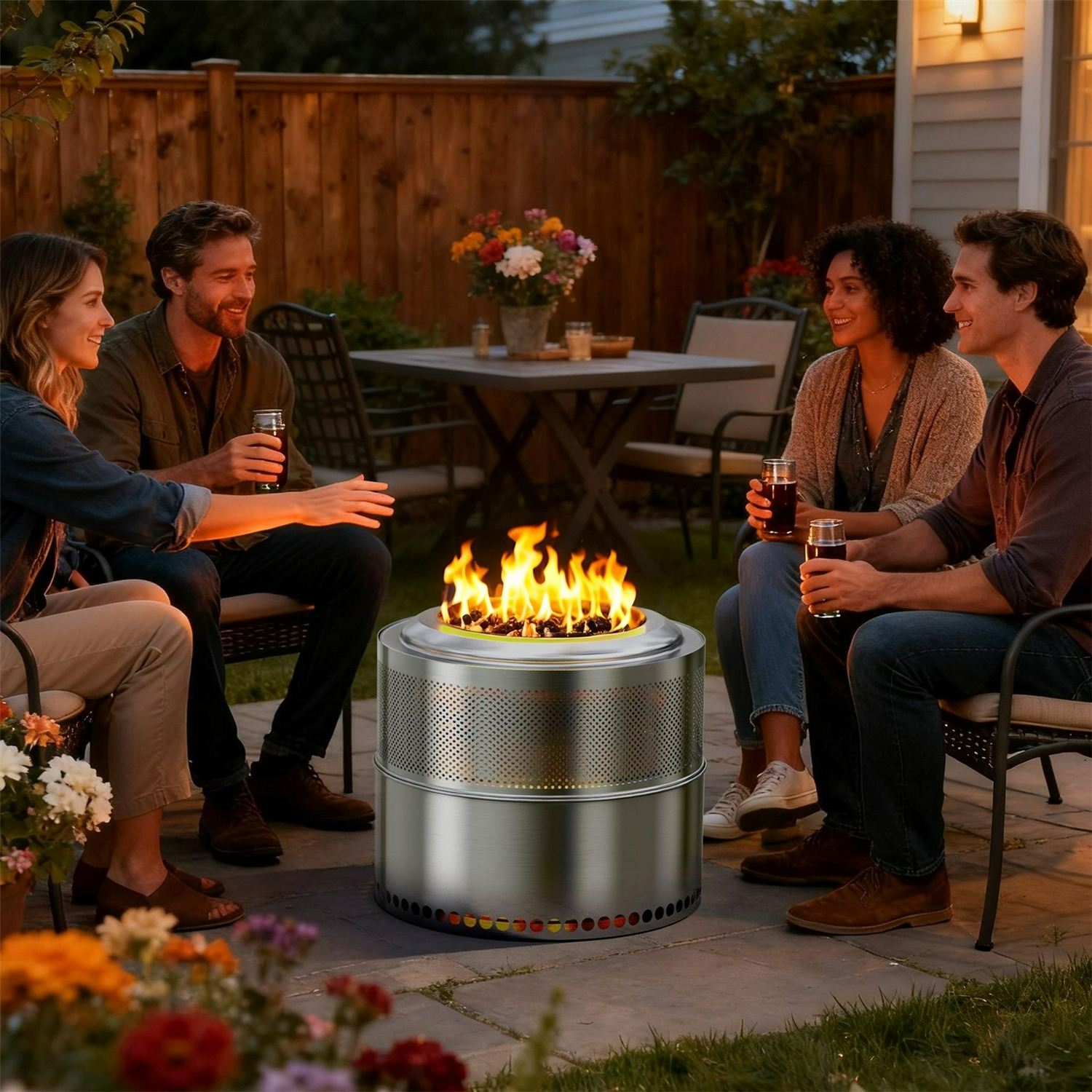 Outdoor Camping Wood Burning Stove - 50 CM Smokeless Camping Fire Pit