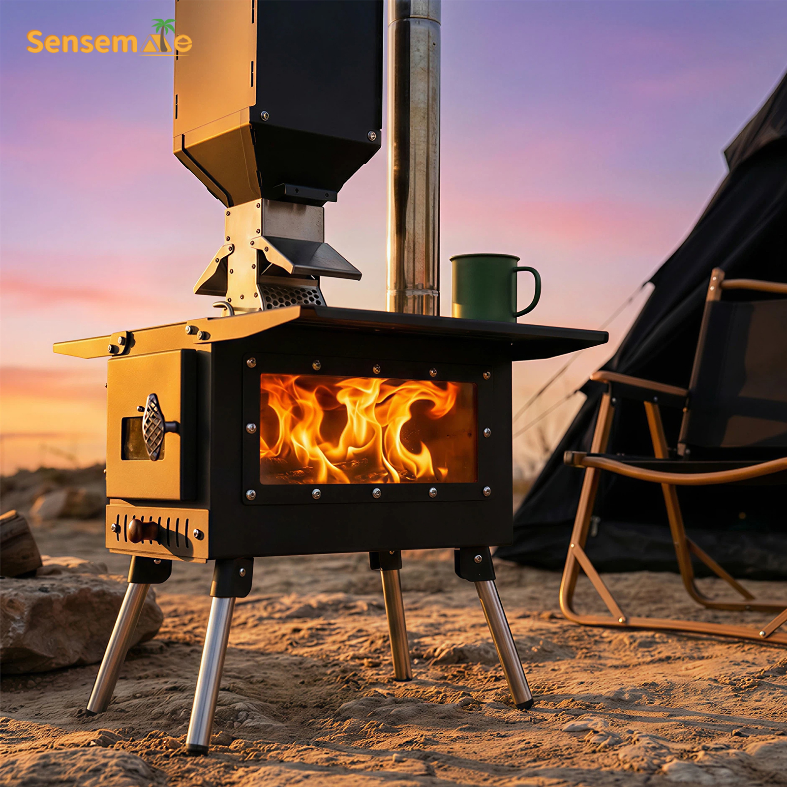 Outdoor Camping Wood Burning Stove - Pellet Stove Camping Stainless Steel Wood