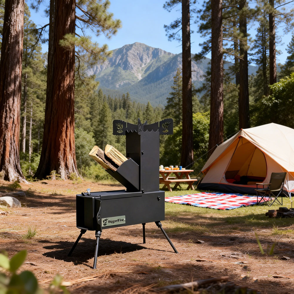 Outdoor Camping Wood Burning Stove - Collapsible Rocket Stove with FREE Carrying