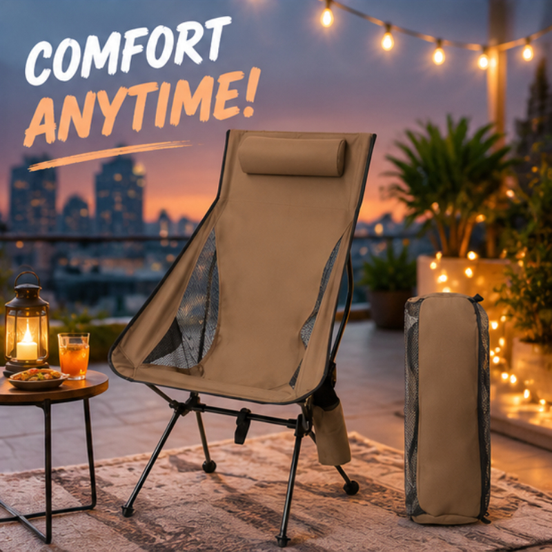 Outdoor Camping Folding Chair - Thick Padded Headrest Lightweight Aluminum Camping
