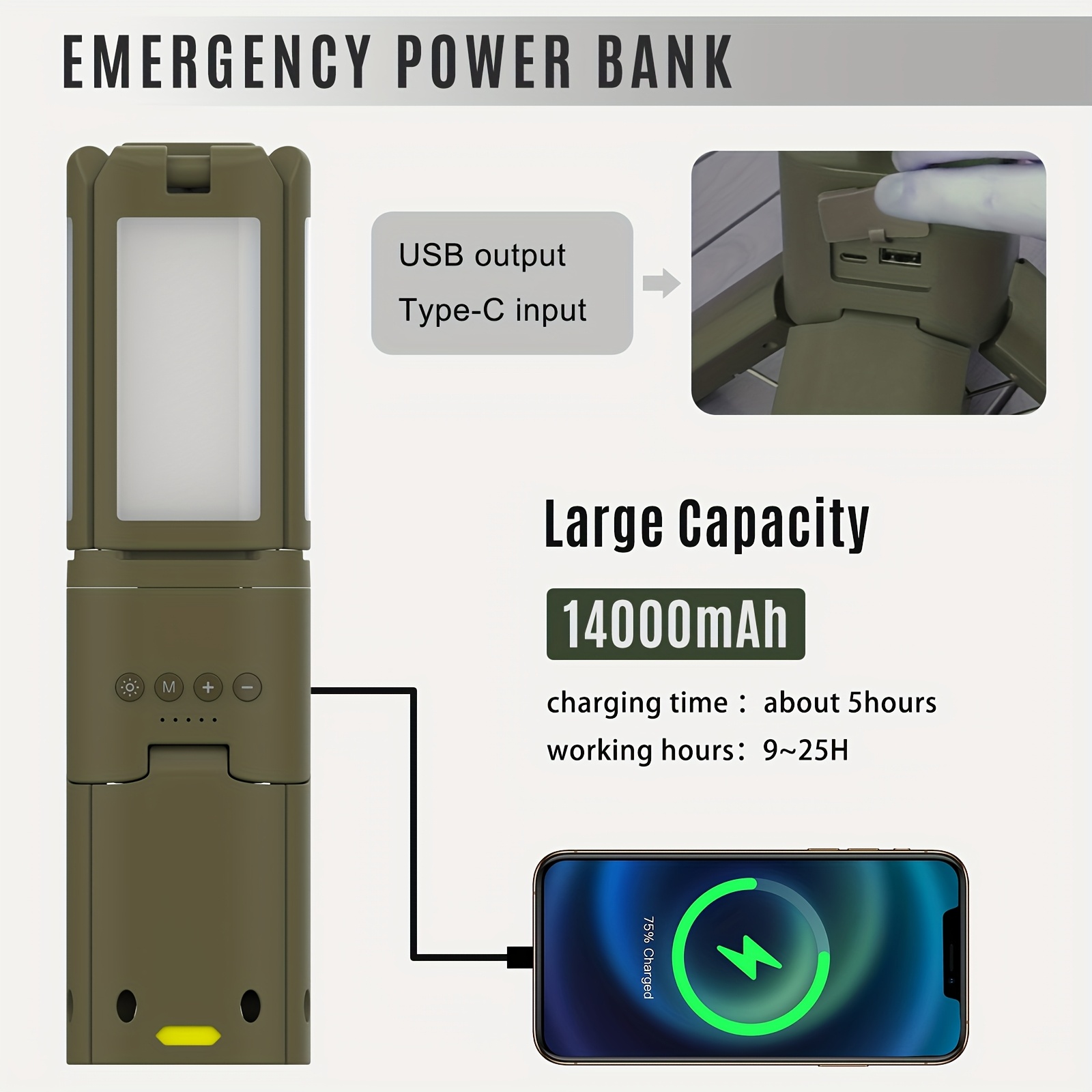 Camping Lantern, 14000mAh Rech - огляд і ціна Outdoor Camping Direct