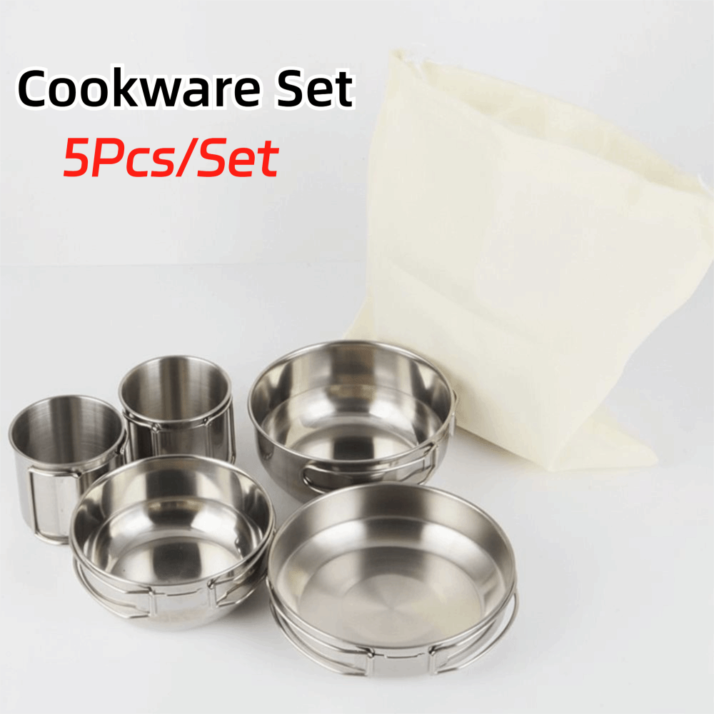 5Pcs 304 Stainless Steel Campi - огляд і ціна Camp Cooking Set