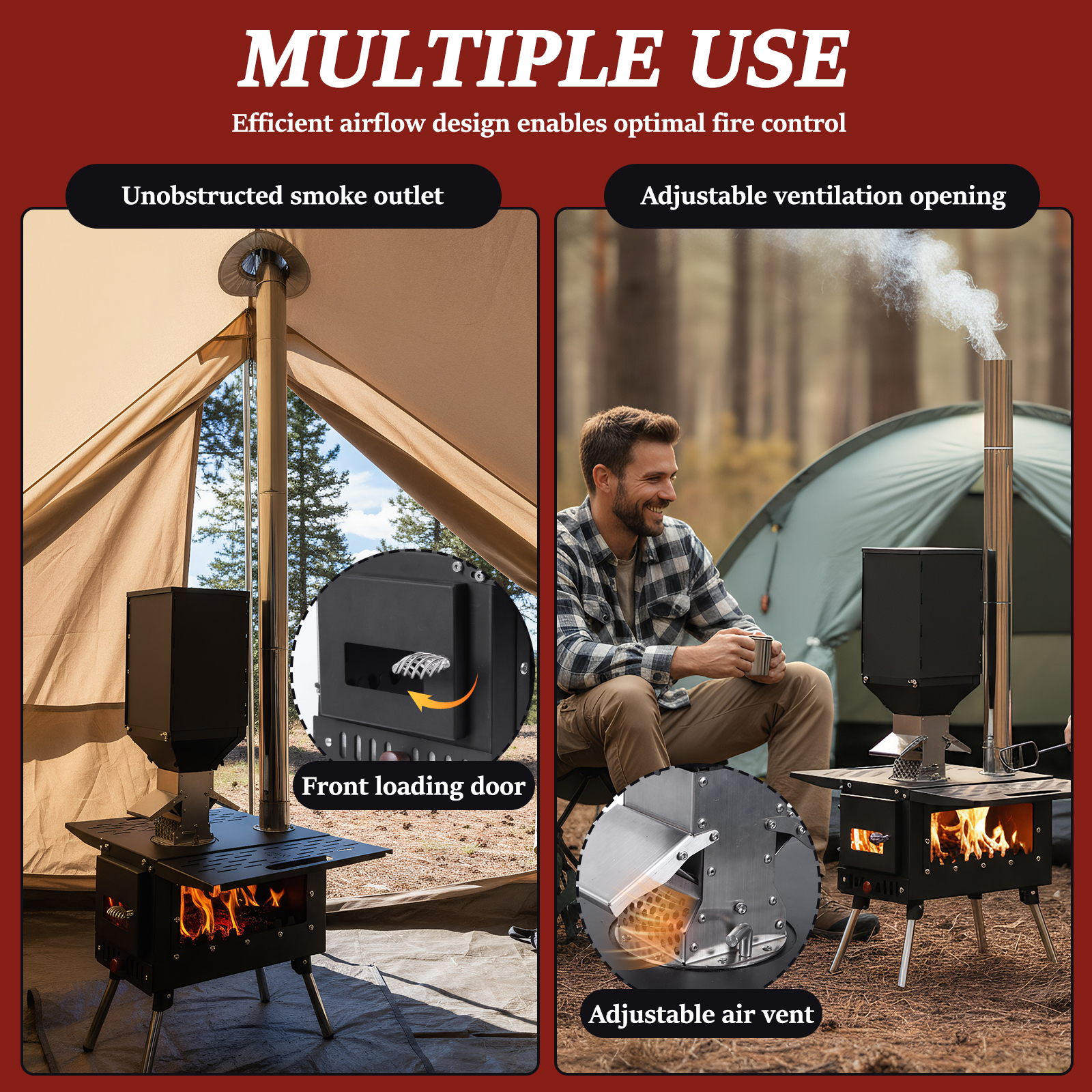 Wood Burning Tent Stove with S - огляд і ціна Outdoor Camping Wood Burning Stove