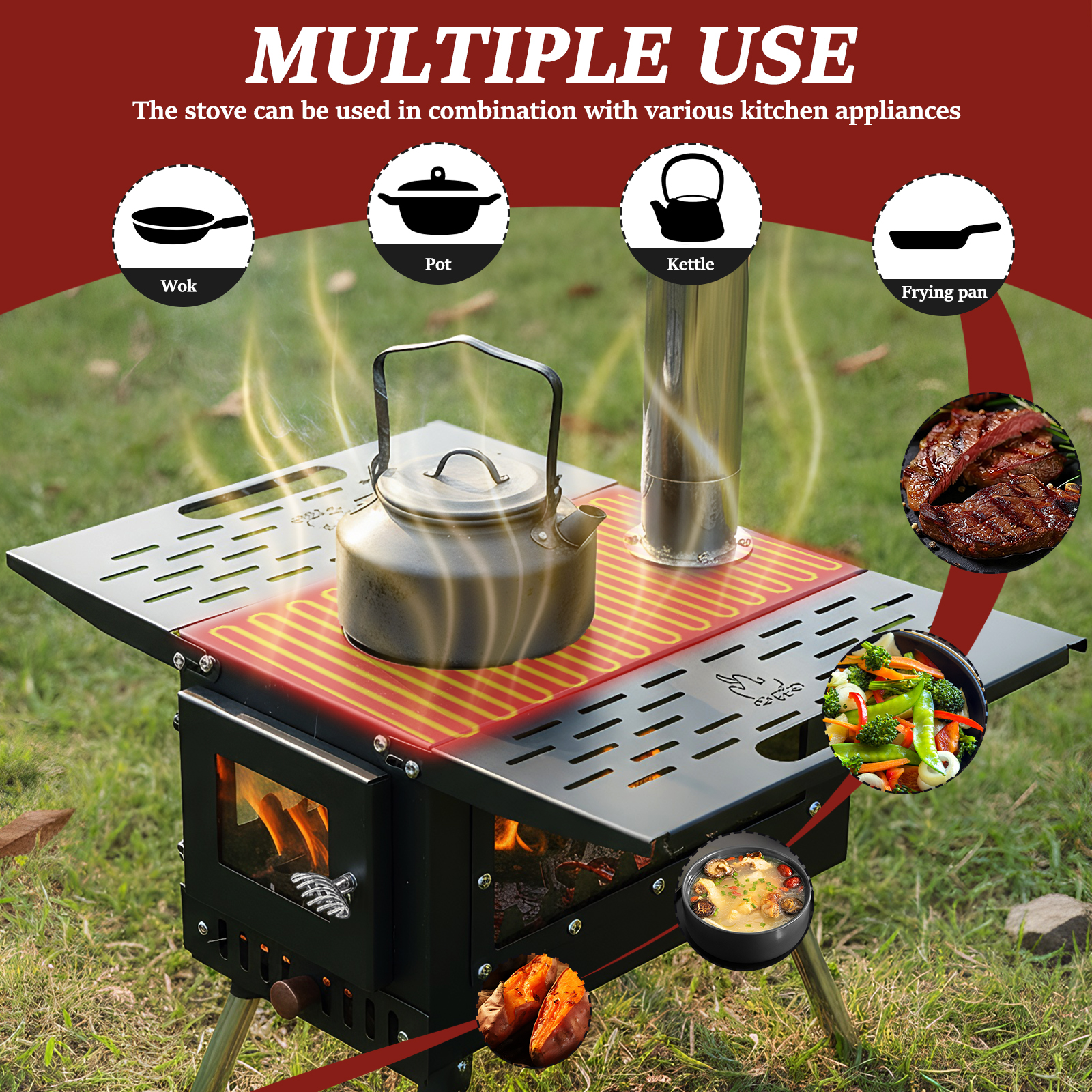 Wood Burning Tent Stove with S - огляд і ціна Outdoor Camping Wood Burning Stove
