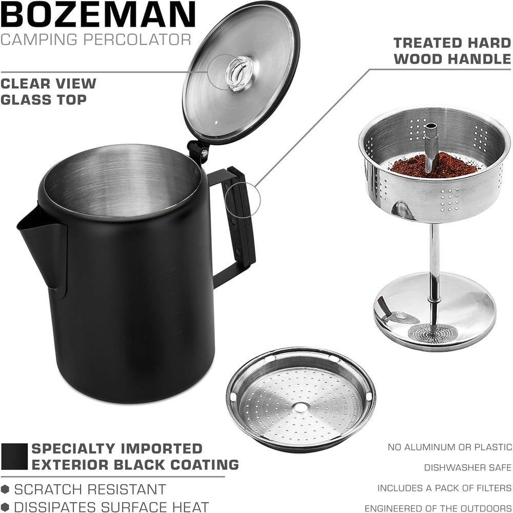 12-Cup Stainless Steel Percola - огляд і ціна Camp Percolator Coffee